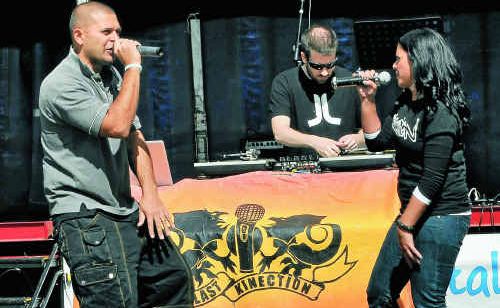 Brother and sister hip hop artists Joel and Naomi Wenitong perform at the Peace Festival. Brother and sister hip hop artists Joel and Naomi Wenitong perform at the Peace Festival.